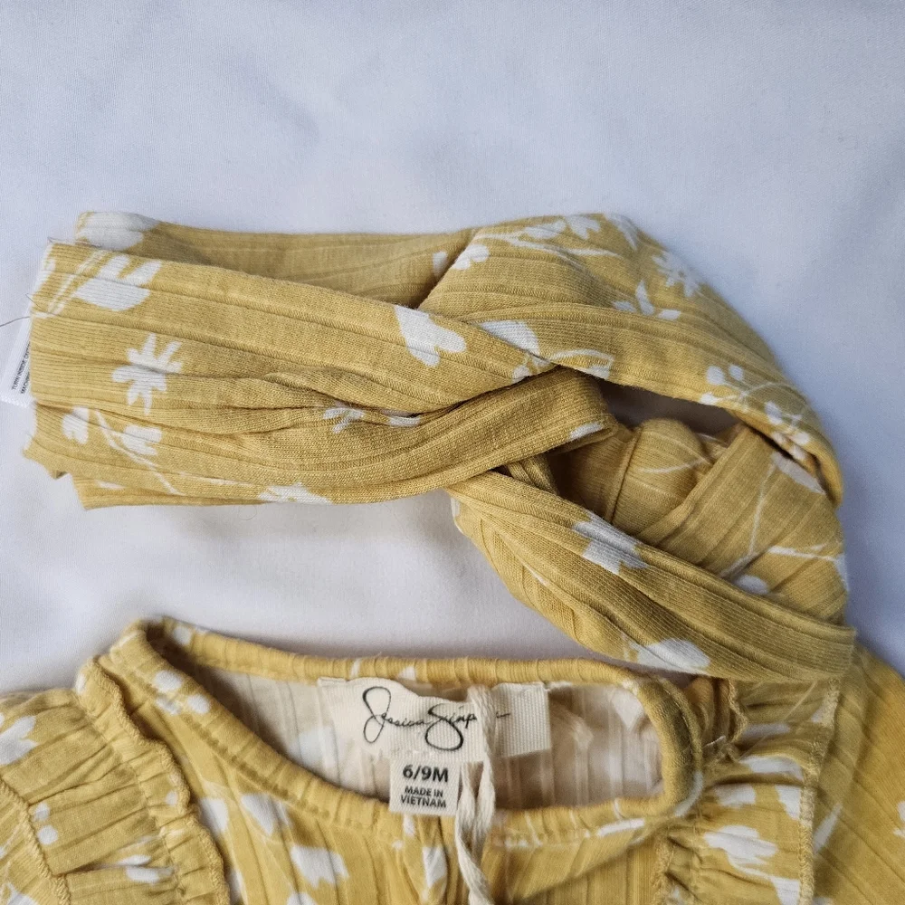 One Piece With Headband- Yellow Floral- Jessica Simpson- 6-9 Month- NWT